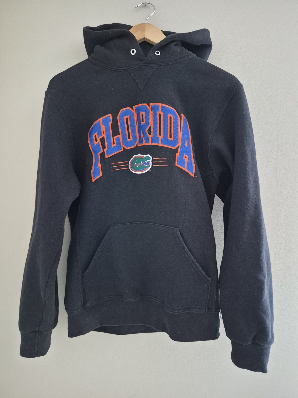 Russell Athletic Black Florida Pullover Hoodie with Blue and Orange Graphics